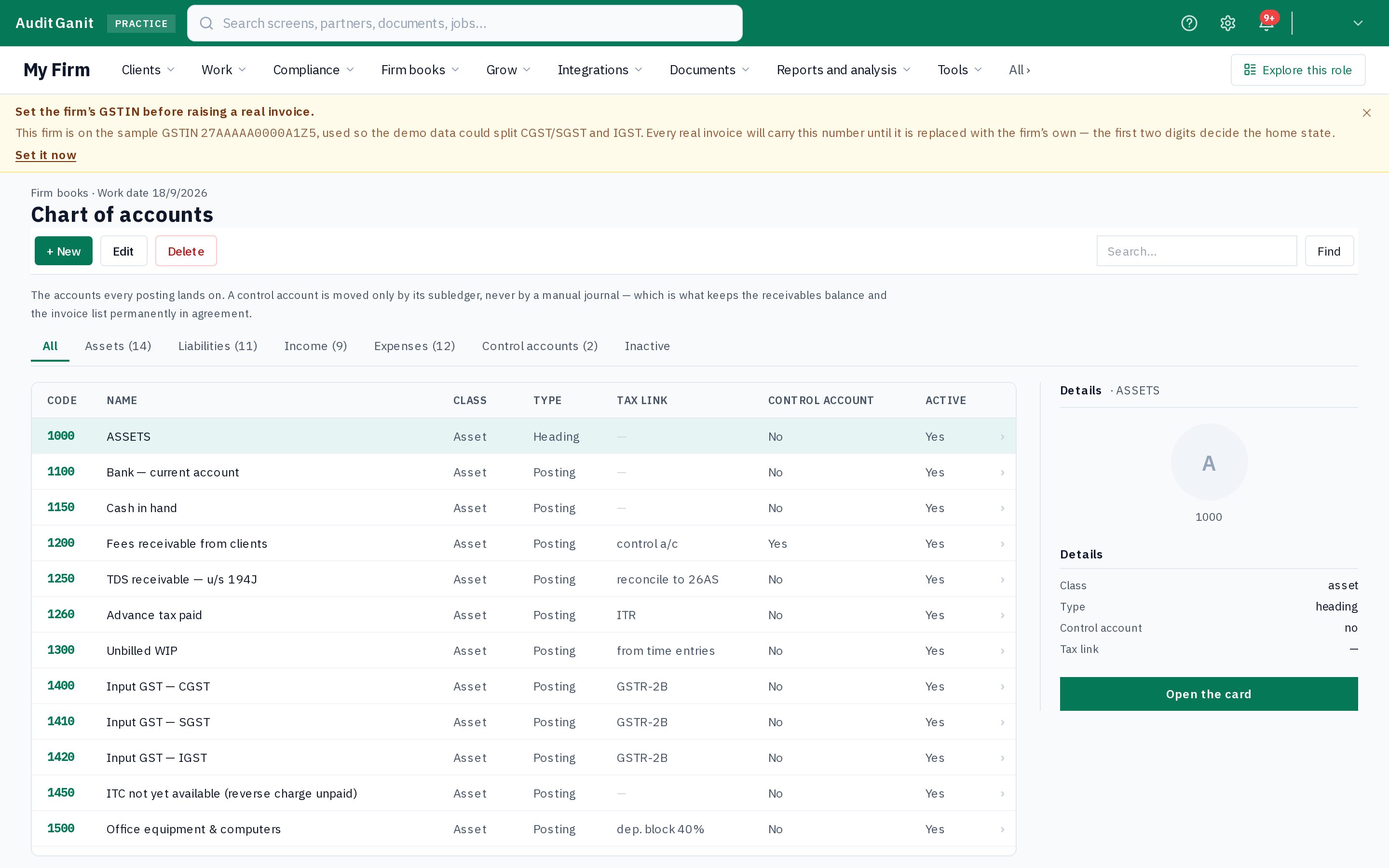 Chart of accounts
